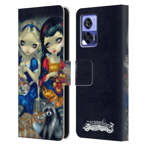 Strangeling Art Girls With Cat And Raccoon Leather Book Wallet Case Cover For Motorola Edge 30 Neo 5G