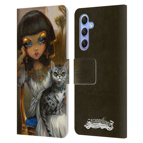 Strangeling Art Egyptian Girl with Cat Leather Book Wallet Case Cover For Samsung Galaxy A34 5G