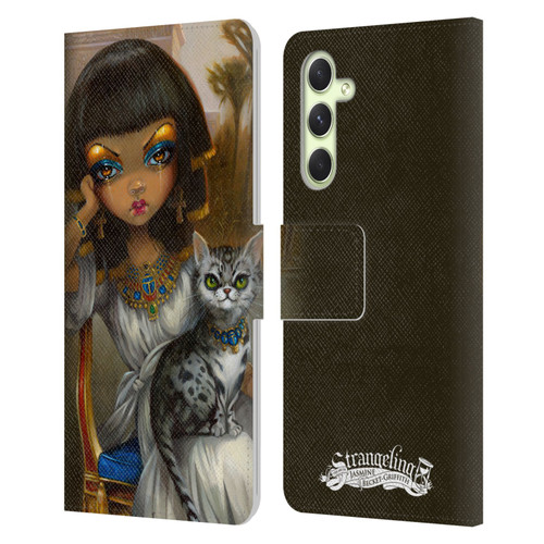 Strangeling Art Egyptian Girl with Cat Leather Book Wallet Case Cover For Samsung Galaxy A54 5G