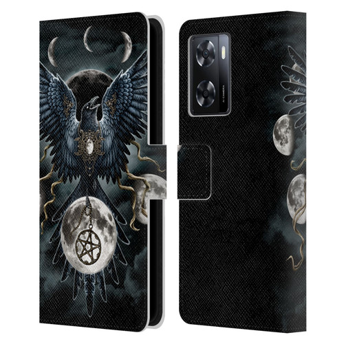 Sarah Richter Animals Gothic Black Raven Leather Book Wallet Case Cover For OPPO A57s