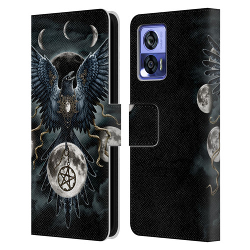 Sarah Richter Animals Gothic Black Raven Leather Book Wallet Case Cover For Motorola Edge 30 Neo 5G