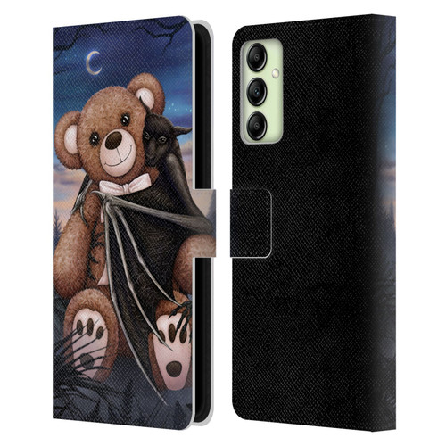 Sarah Richter Animals Bat Cuddling A Toy Bear Leather Book Wallet Case Cover For Samsung Galaxy A14 5G
