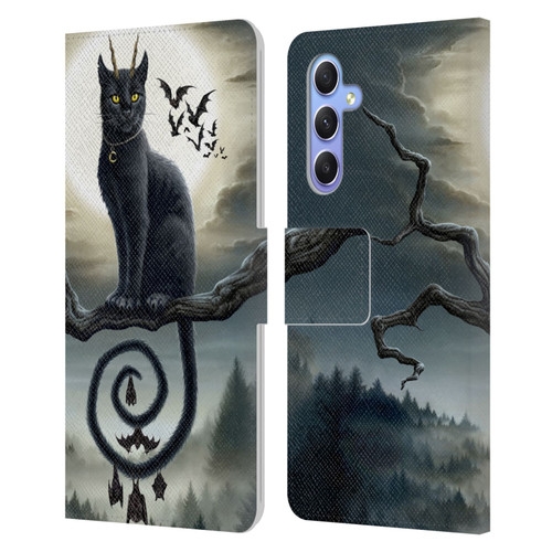 Sarah Richter Animals Gothic Black Cat & Bats Leather Book Wallet Case Cover For Samsung Galaxy A34 5G