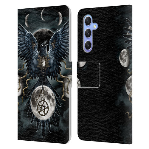 Sarah Richter Animals Gothic Black Raven Leather Book Wallet Case Cover For Samsung Galaxy A34 5G