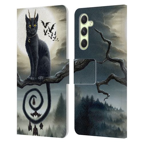 Sarah Richter Animals Gothic Black Cat & Bats Leather Book Wallet Case Cover For Samsung Galaxy A54 5G