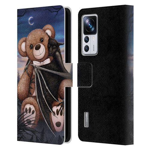 Sarah Richter Animals Bat Cuddling A Toy Bear Leather Book Wallet Case Cover For Xiaomi 12T Pro