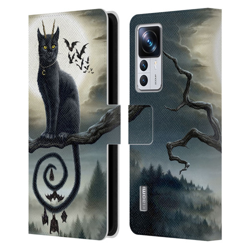 Sarah Richter Animals Gothic Black Cat & Bats Leather Book Wallet Case Cover For Xiaomi 12T Pro