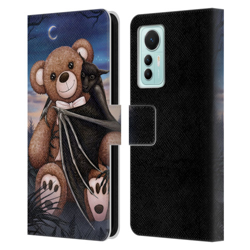 Sarah Richter Animals Bat Cuddling A Toy Bear Leather Book Wallet Case Cover For Xiaomi 12 Lite