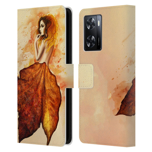 Sarah Richter Fantasy Autumn Girl Leather Book Wallet Case Cover For OPPO A57s