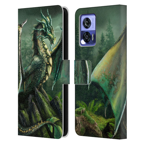 Sarah Richter Fantasy Creatures Green Nature Dragon Leather Book Wallet Case Cover For Motorola Edge 30 Neo 5G