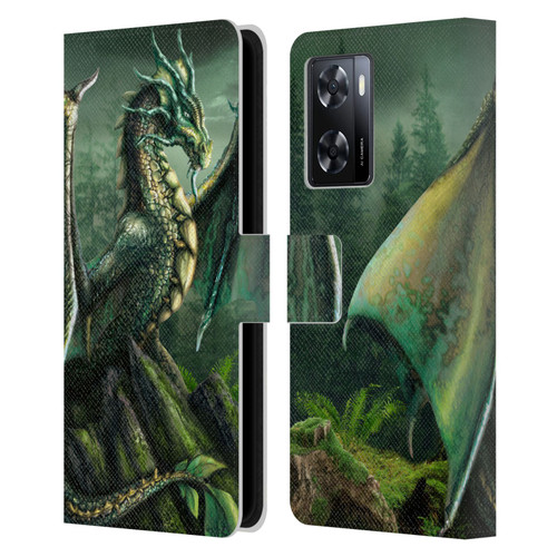 Sarah Richter Fantasy Creatures Green Nature Dragon Leather Book Wallet Case Cover For OPPO A57s