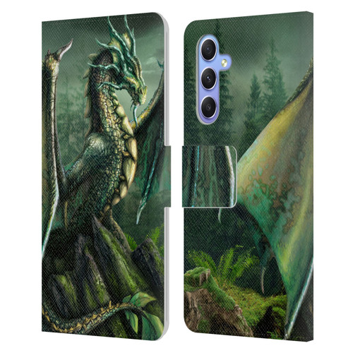 Sarah Richter Fantasy Creatures Green Nature Dragon Leather Book Wallet Case Cover For Samsung Galaxy A34 5G