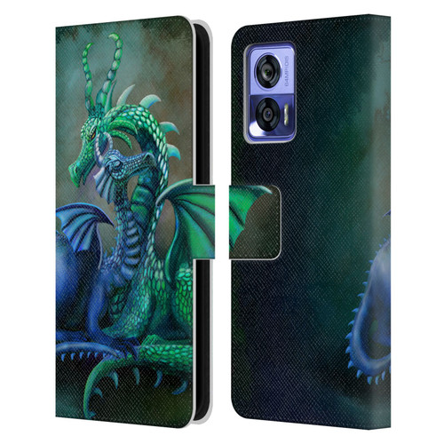 Rose Khan Dragons Green And Blue Leather Book Wallet Case Cover For Motorola Edge 30 Neo 5G