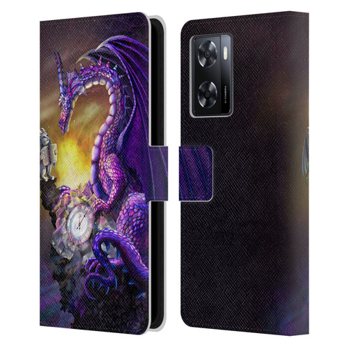 Rose Khan Dragons Purple Time Leather Book Wallet Case Cover For OPPO A57s