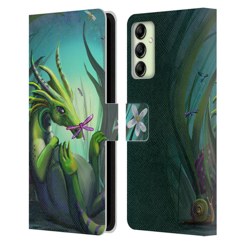 Rose Khan Dragons Baby Green Leather Book Wallet Case Cover For Samsung Galaxy A14 5G