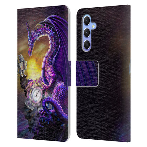 Rose Khan Dragons Purple Time Leather Book Wallet Case Cover For Samsung Galaxy A34 5G