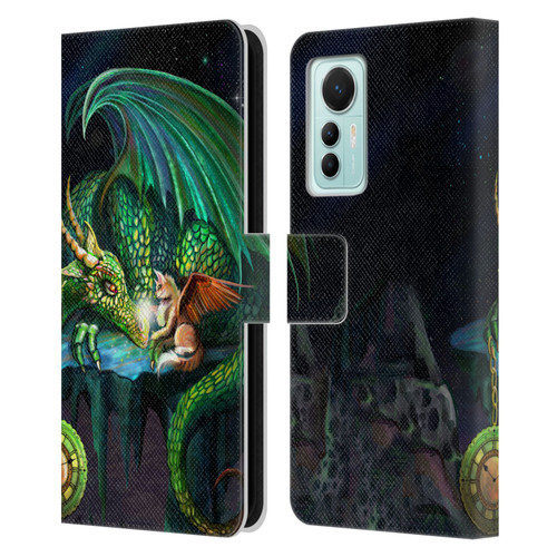 Rose Khan Dragons Green Time Leather Book Wallet Case Cover For Xiaomi 12 Lite