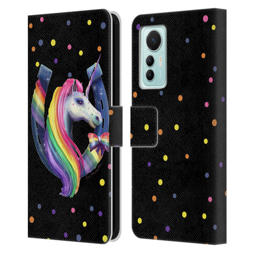 Rose Khan Unicorn Horseshoe Rainbow Leather Book Wallet Case Cover For Xiaomi 12 Lite