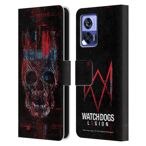 Watch Dogs Legion Key Art Skull Glitch Leather Book Wallet Case Cover For Motorola Edge 30 Neo 5G