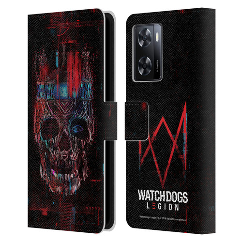 Watch Dogs Legion Key Art Skull Glitch Leather Book Wallet Case Cover For OPPO A57s