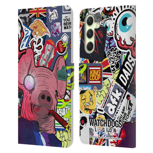 Watch Dogs Legion Street Art Winston Stickerbomb Leather Book Wallet Case Cover For Samsung Galaxy A54 5G