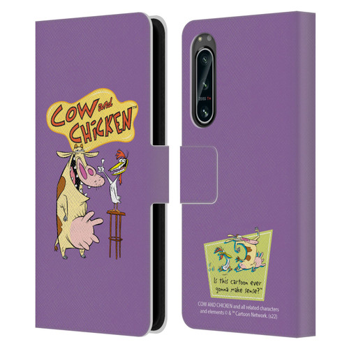 Cow and Chicken Graphics Character Art Leather Book Wallet Case Cover For Sony Xperia 5 IV