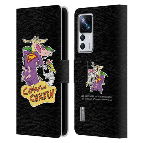 Cow and Chicken Graphics Super Cow Leather Book Wallet Case Cover For Xiaomi 12T Pro