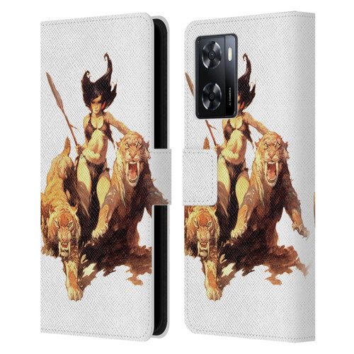 Frank Frazetta Fantasy The Huntress Leather Book Wallet Case Cover For OPPO A57s
