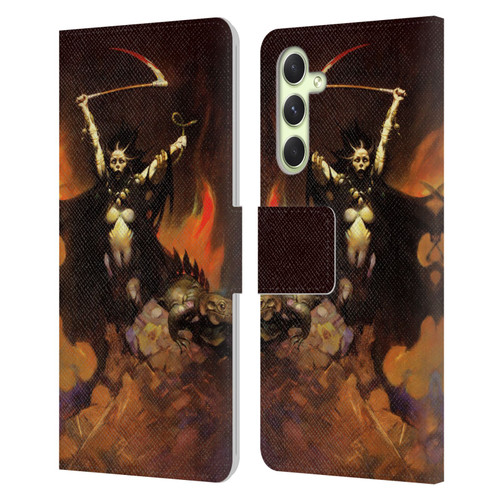 Frank Frazetta Fantasy Woman With A Scythe Leather Book Wallet Case Cover For Samsung Galaxy A54 5G