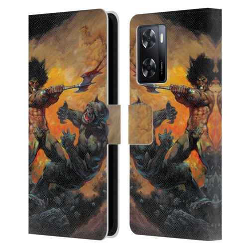 Frank Frazetta Medieval Fantasy Viking Slayer Leather Book Wallet Case Cover For OPPO A57s