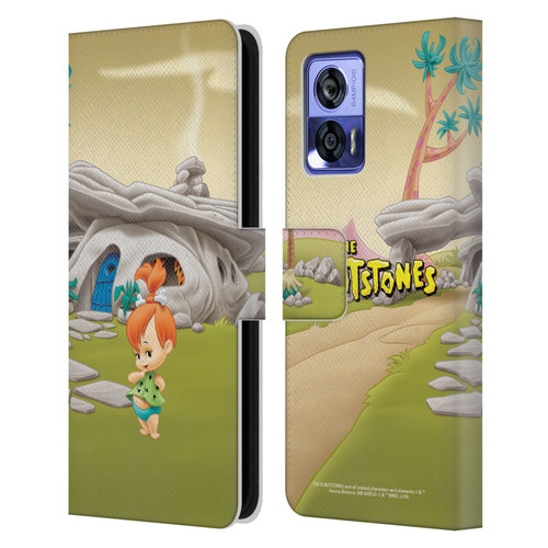 The Flintstones Characters Pebbles Flintstones Leather Book Wallet Case Cover For Motorola Edge 30 Neo 5G