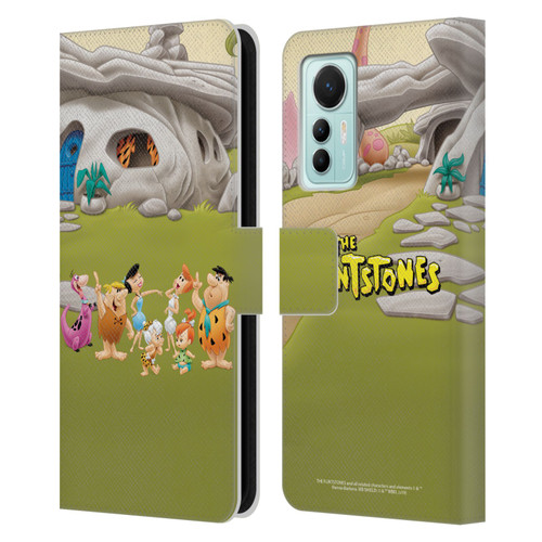 The Flintstones Characters Stone House Leather Book Wallet Case Cover For Xiaomi 12 Lite