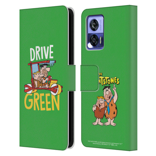 The Flintstones Graphics Drive Green Leather Book Wallet Case Cover For Motorola Edge 30 Neo 5G