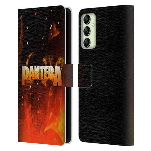 Pantera Art Fire Leather Book Wallet Case Cover For Samsung Galaxy A14 5G