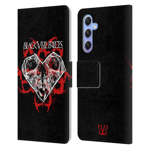 Black Veil Brides Band Art Skull Heart Leather Book Wallet Case Cover For Samsung Galaxy A34 5G