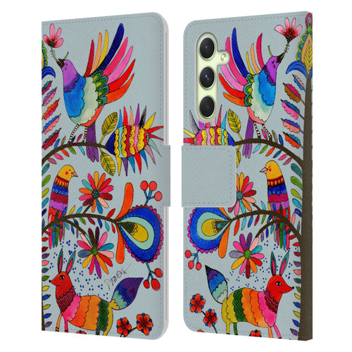 Sylvie Demers Floral Otomi Colors Leather Book Wallet Case Cover For Samsung Galaxy A54 5G