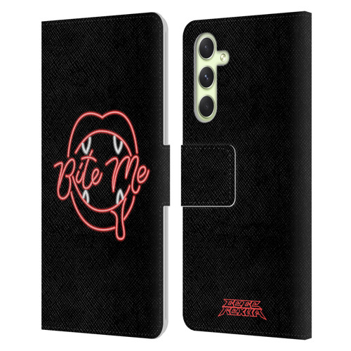 Bebe Rexha Key Art Neon Bite Me Leather Book Wallet Case Cover For Samsung Galaxy A54 5G
