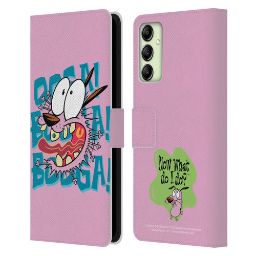 Courage The Cowardly Dog Graphics Spooked Leather Book Wallet Case Cover For Samsung Galaxy A14 5G