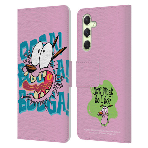 Courage The Cowardly Dog Graphics Spooked Leather Book Wallet Case Cover For Samsung Galaxy A54 5G