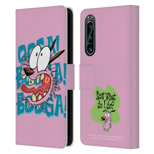 Courage The Cowardly Dog Graphics Spooked Leather Book Wallet Case Cover For Sony Xperia 5 IV