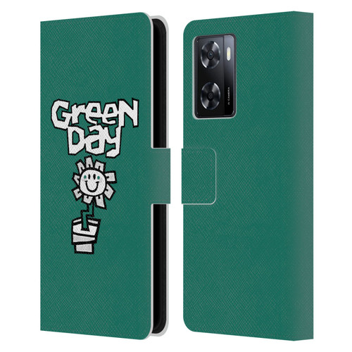 Green Day Graphics Flower Leather Book Wallet Case Cover For OPPO A57s
