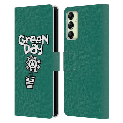 Green Day Graphics Flower Leather Book Wallet Case Cover For Samsung Galaxy A14 5G