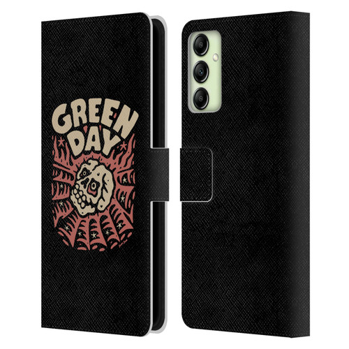 Green Day Graphics Skull Spider Leather Book Wallet Case Cover For Samsung Galaxy A14 5G