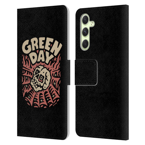 Green Day Graphics Skull Spider Leather Book Wallet Case Cover For Samsung Galaxy A54 5G