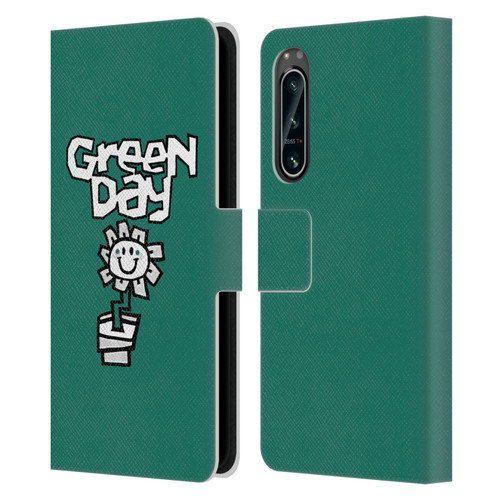 Green Day Graphics Flower Leather Book Wallet Case Cover For Sony Xperia 5 IV
