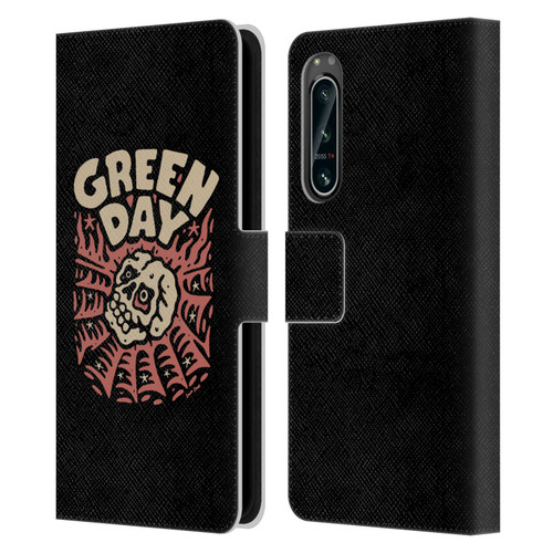 Green Day Graphics Skull Spider Leather Book Wallet Case Cover For Sony Xperia 5 IV