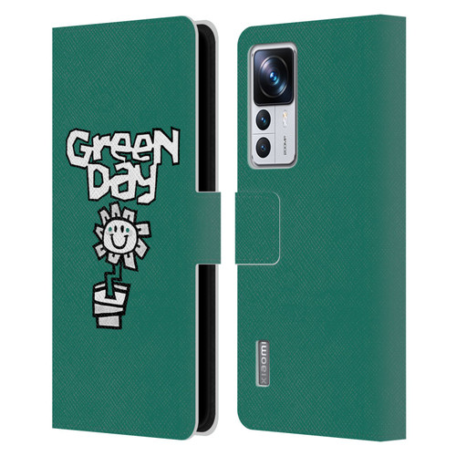 Green Day Graphics Flower Leather Book Wallet Case Cover For Xiaomi 12T Pro