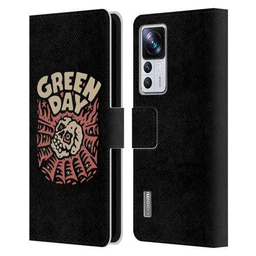 Green Day Graphics Skull Spider Leather Book Wallet Case Cover For Xiaomi 12T Pro