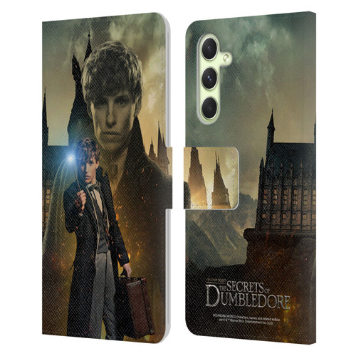 Fantastic Beasts: Secrets of Dumbledore Character Art Newt Scamander Leather Book Wallet Case Cover For Samsung Galaxy A54 5G