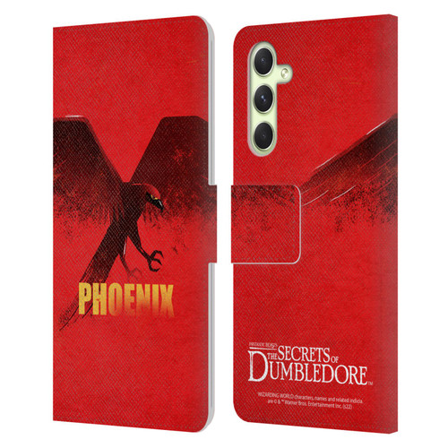 Fantastic Beasts: Secrets of Dumbledore Graphic Badges Phoenix Leather Book Wallet Case Cover For Samsung Galaxy A54 5G